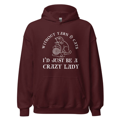 Cats & Yarn Hoodie Maroon / S