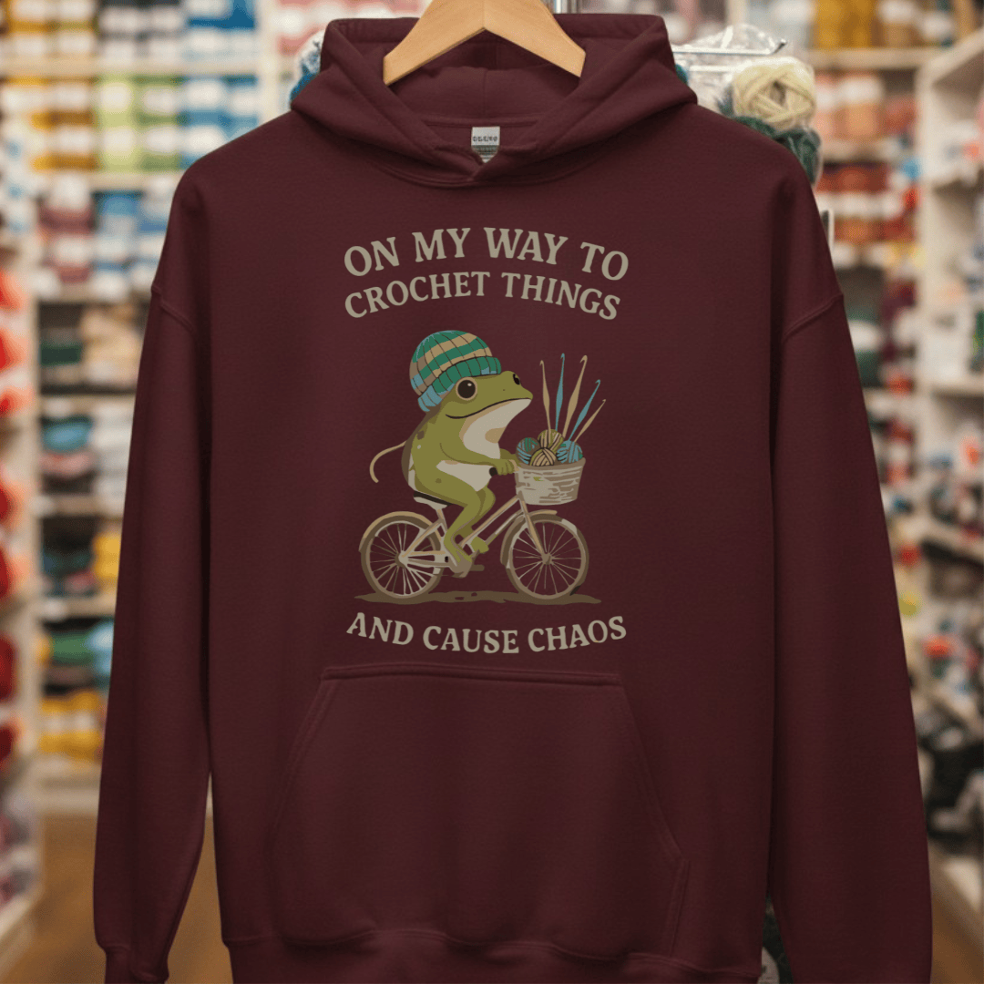 Crochet & Chaos Hoodie Maroon / S