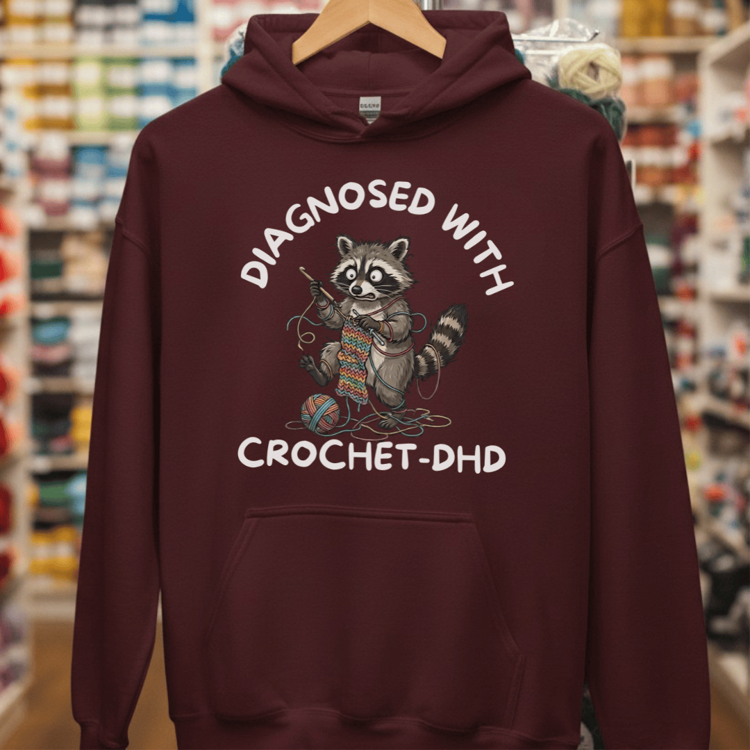 Crochet-DHD Hoodie Maroon / S