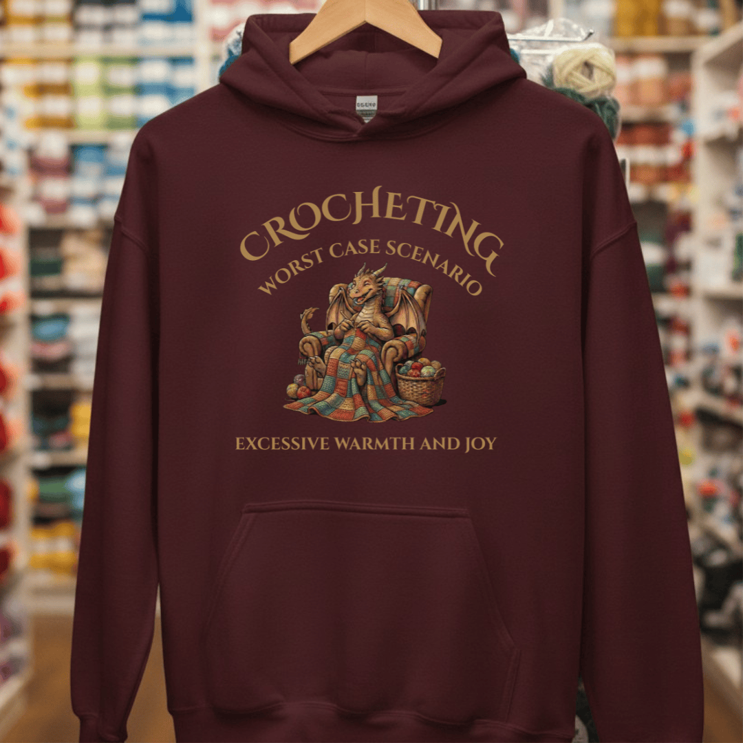 Crocheting Scenario Hoodie Maroon / S