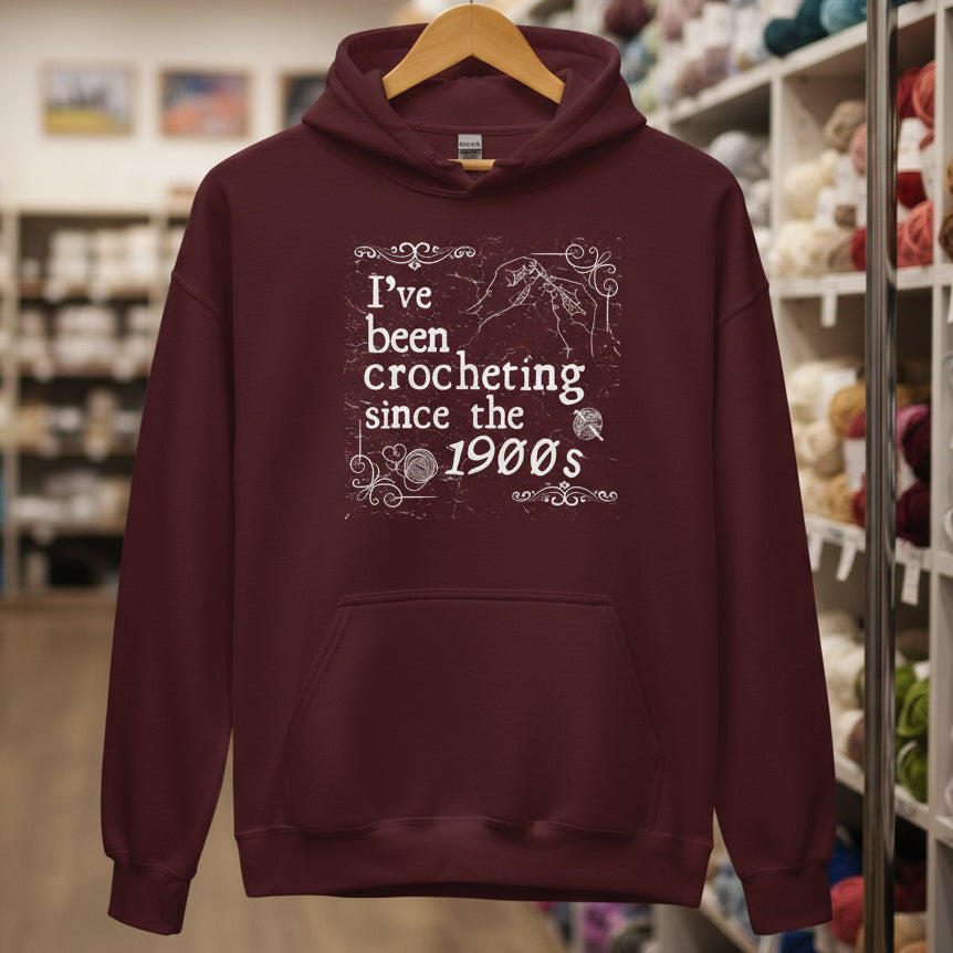 Crocheting Since the 1900s Hoodie Maroon / S