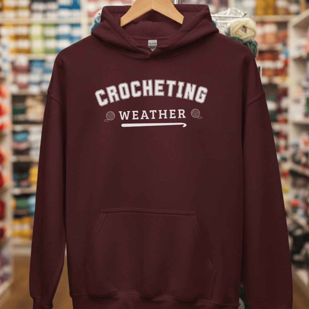 Crocheting Weather Hoodie Maroon / S