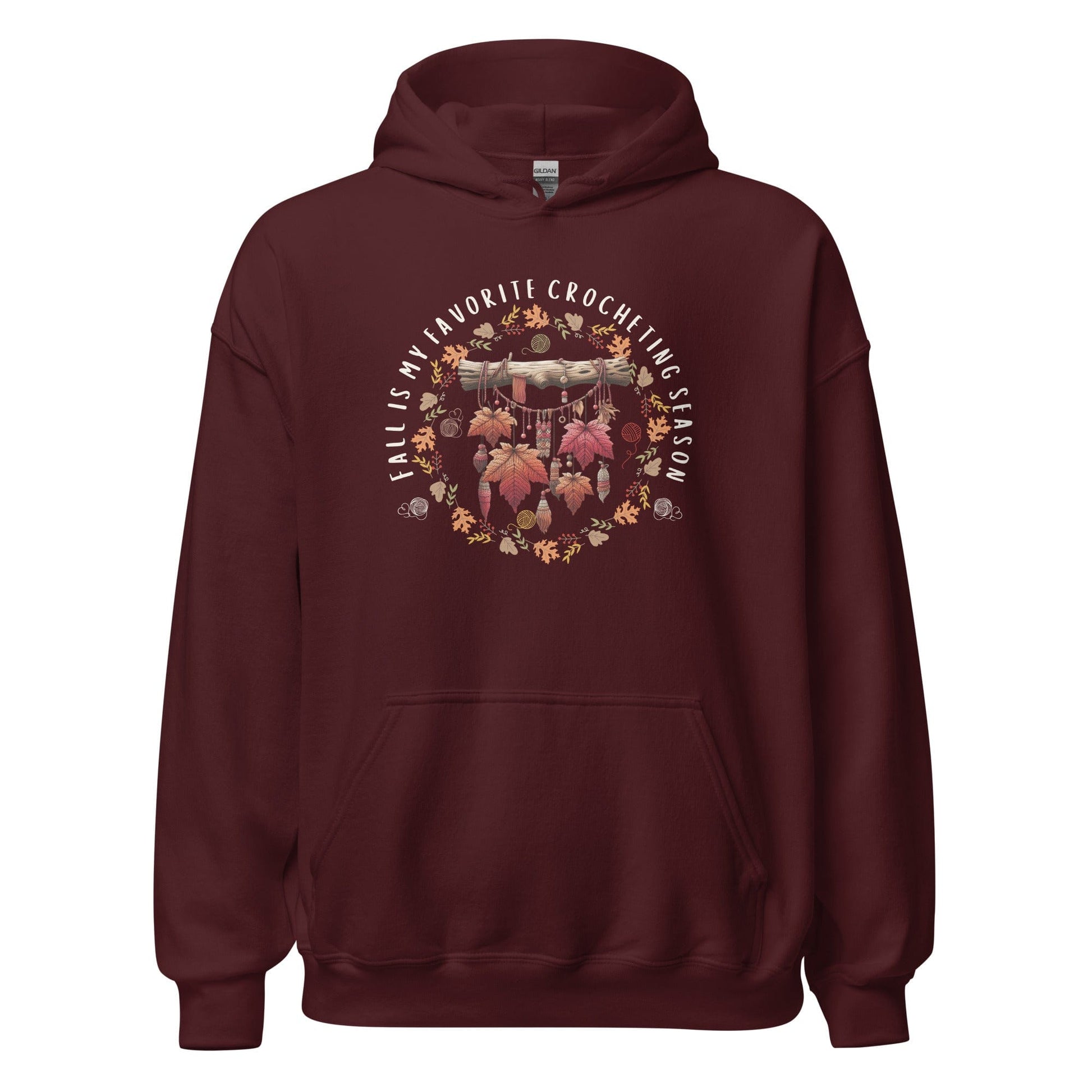 Fall is my Crocheting Season Hoodie Maroon / S