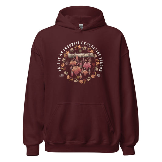Fall is my Crocheting Season Hoodie Maroon / S