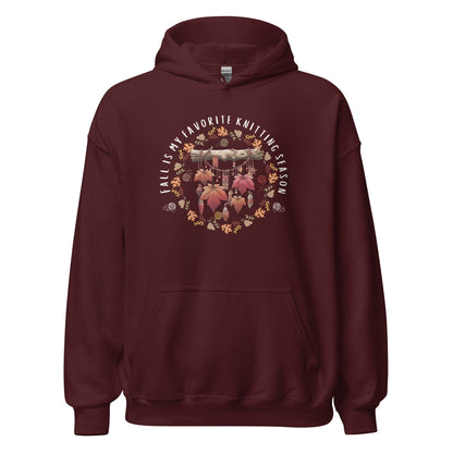Fall is my Knitting Season Hoodie Maroon / S