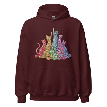 Fiber Felines Hoodie Maroon / S