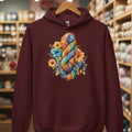 Floral Skein Hoodie Maroon / S