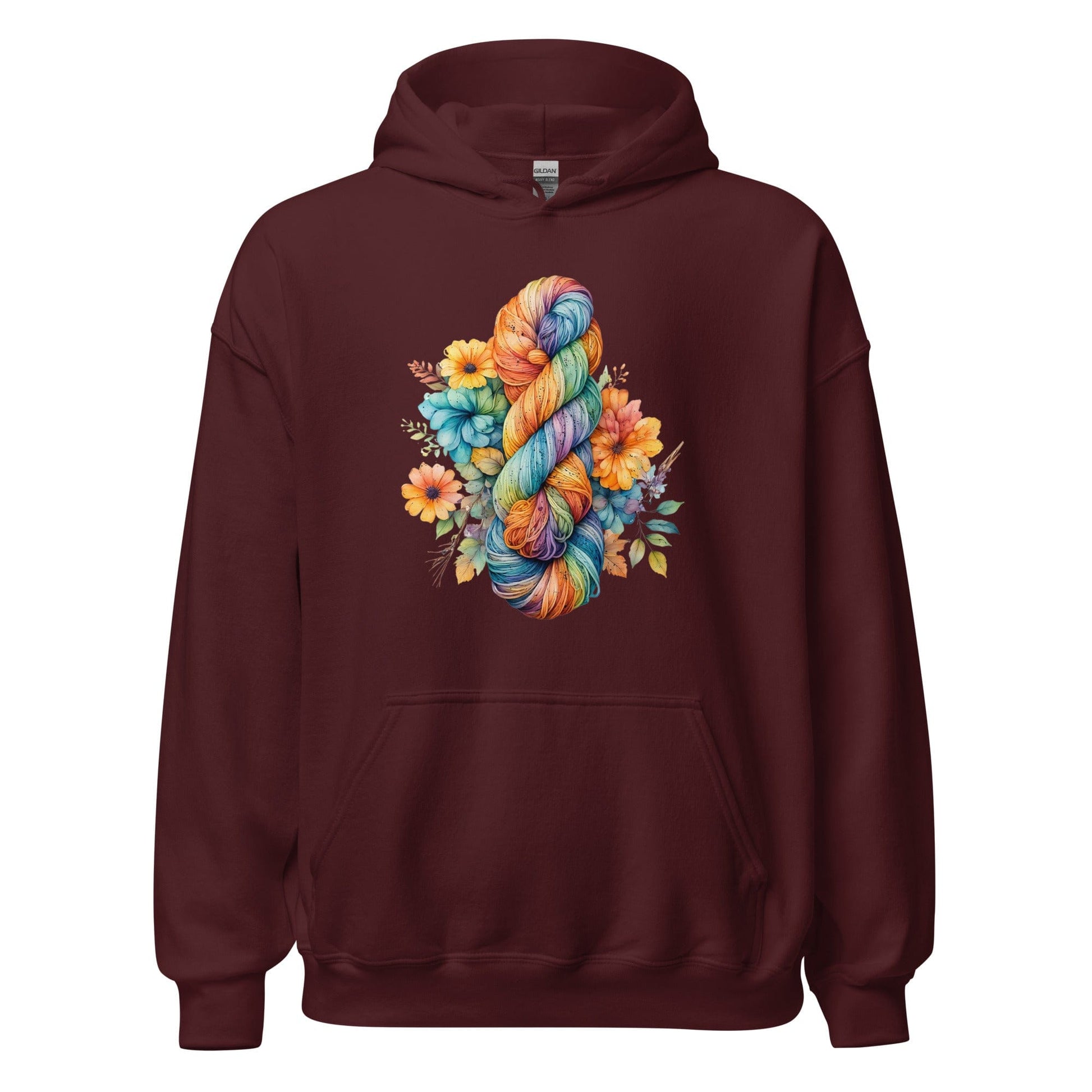 Floral Skein Hoodie Maroon / S