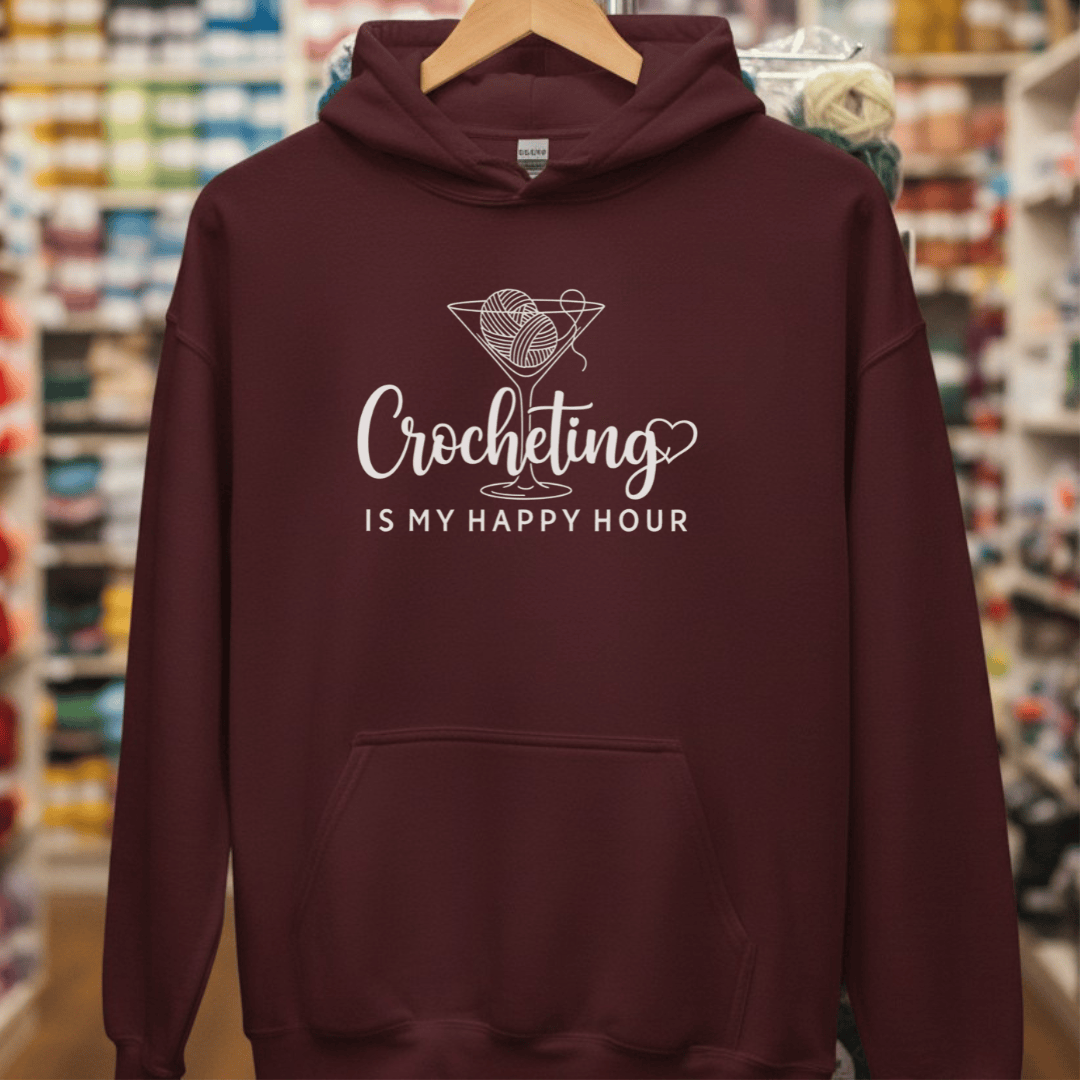 Happy Hour Crocheting Hoodie Maroon / S