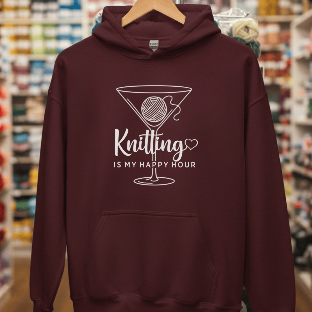 Happy Hour Knitting Hoodie Maroon / S