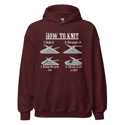 How to Knit Hoodie Maroon / S