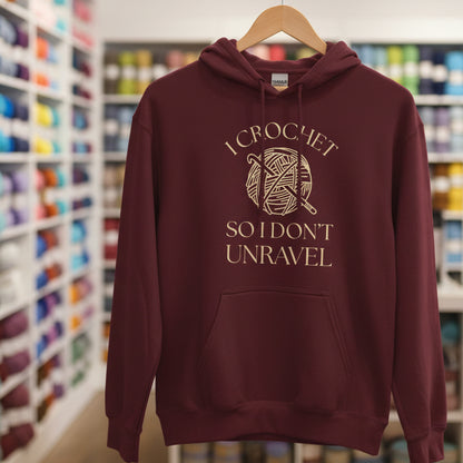 I Crochet So I Don't Unravel Hoodie Maroon / S