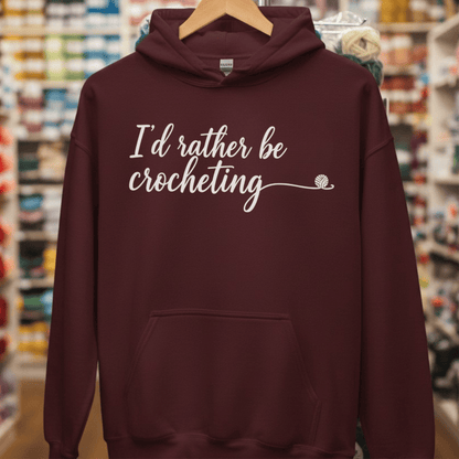 I'd Rather Be Crocheting Hoodie Maroon / S