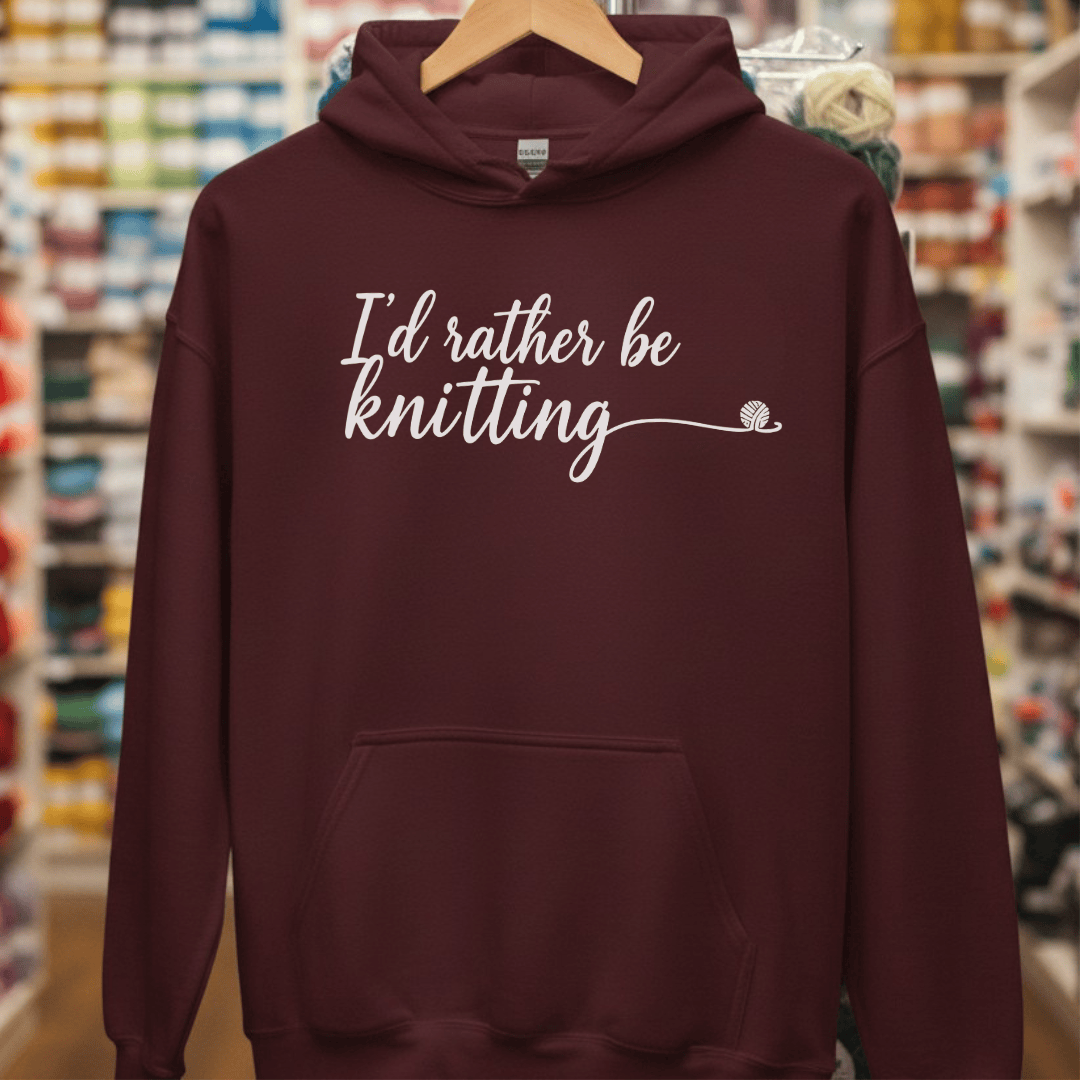 I'd Rather Be Knitting Hoodie Maroon / S