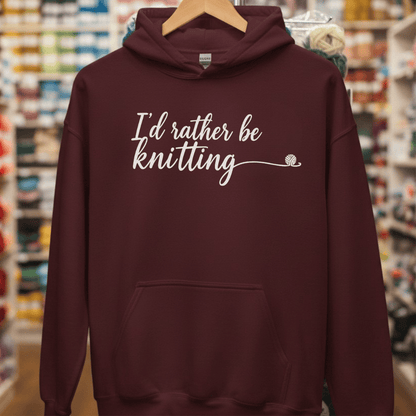 I'd Rather Be Knitting Hoodie Maroon / S