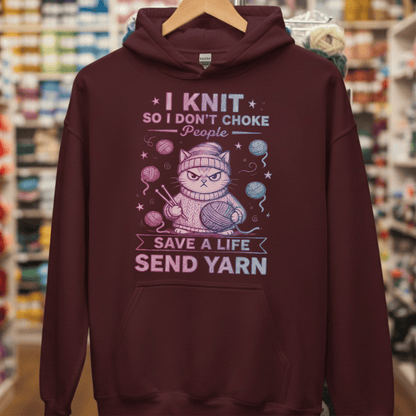 I Knit So I Don't Choke People Hoodie Maroon / S