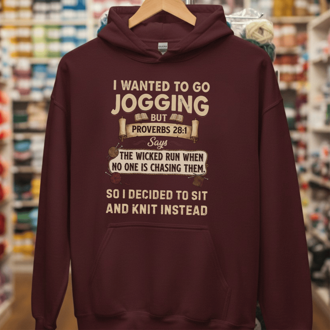 Jogging Proverb 28:1 Hoodie Maroon / S