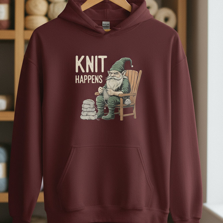 Knit Happens Hoodie Maroon / S