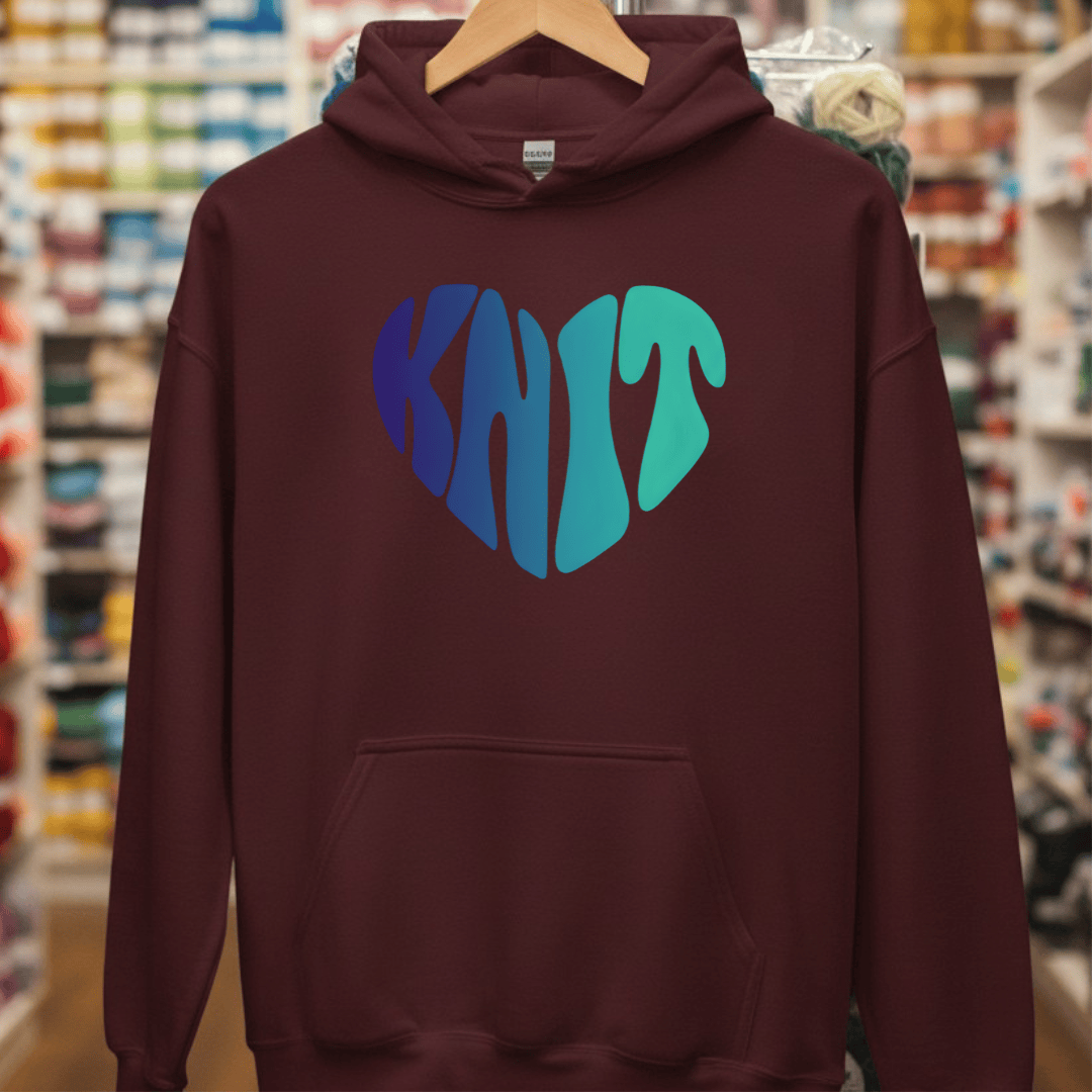 Knit Heart Blues Hoodie Maroon / S