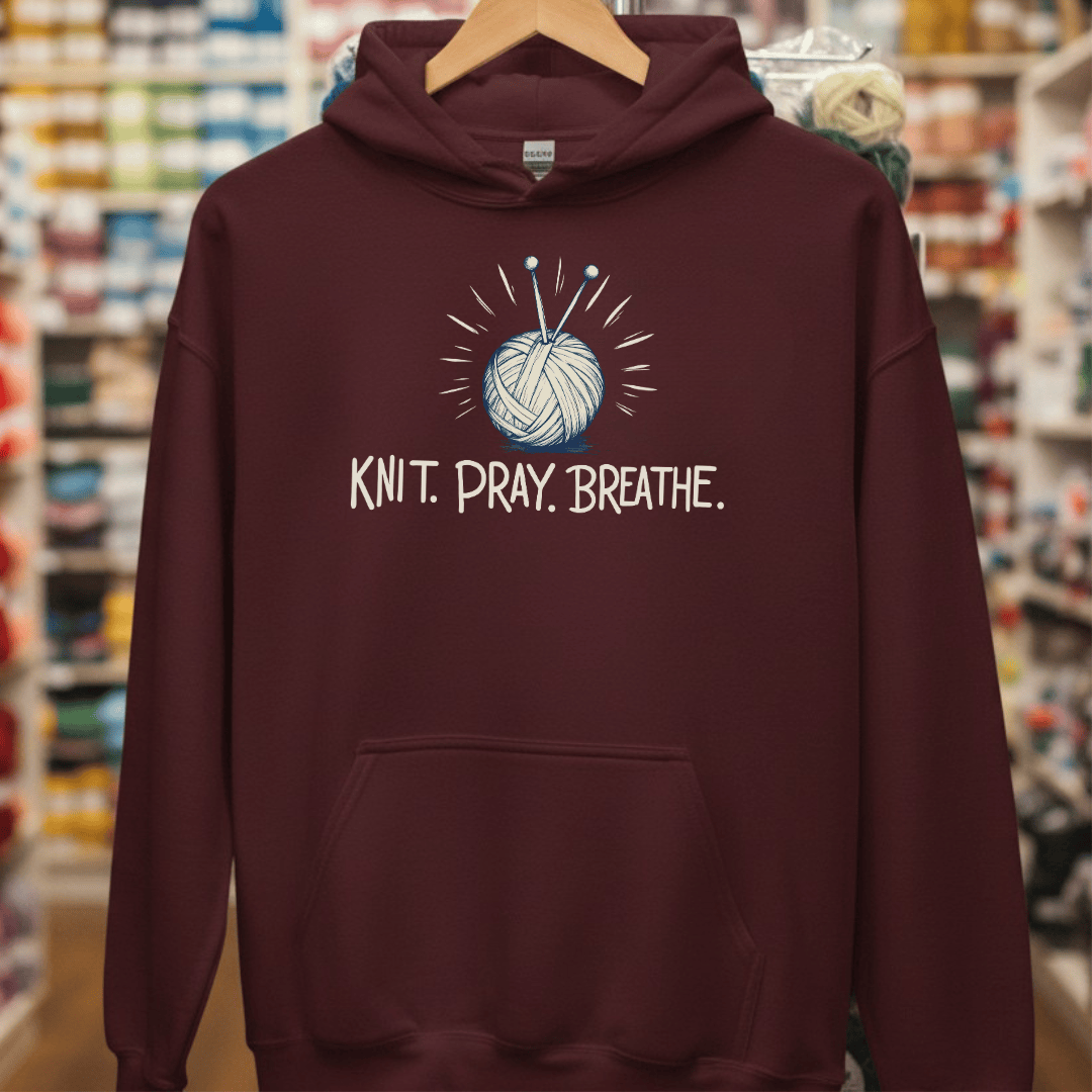 Knit Pray Breathe Hoodie Maroon / S