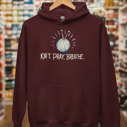 Knit Pray Breathe Hoodie Maroon / S