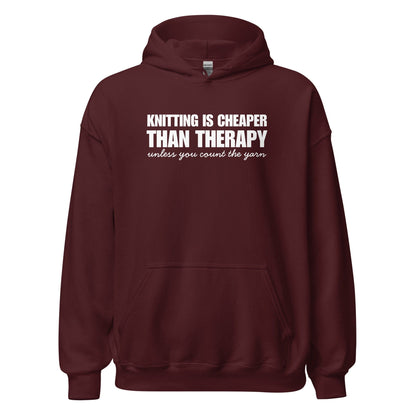 Knitting is Cheaper Hoodie Maroon / S