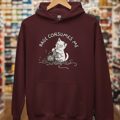 Knitting Rage Consumes Me Hoodie Maroon / S