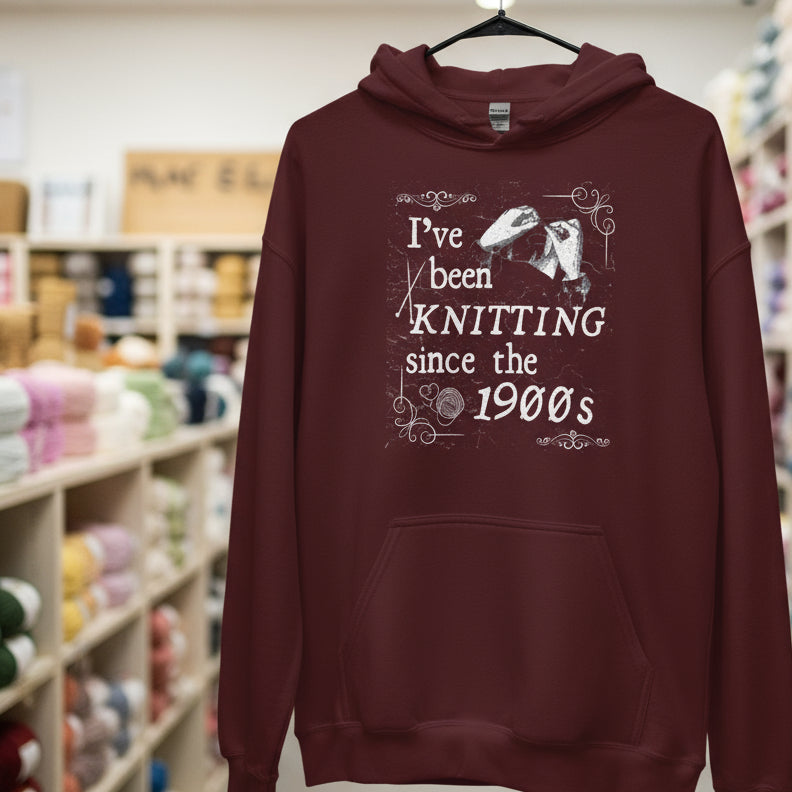 Knitting Since the 1900s Hoodie Maroon / S