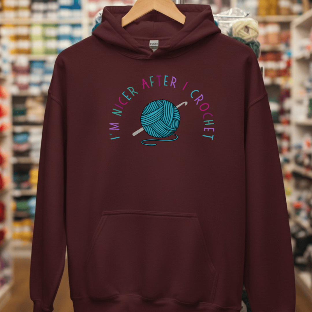 Nicer After Crochet Hoodie Maroon / S