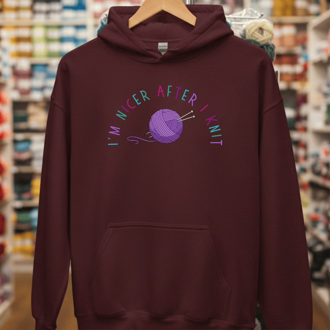 Nicer After Knit Hoodie Maroon / S