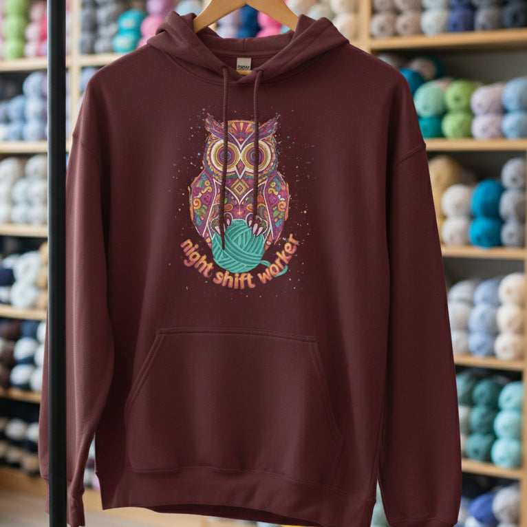 Night Shift Worker Hoodie Maroon / S