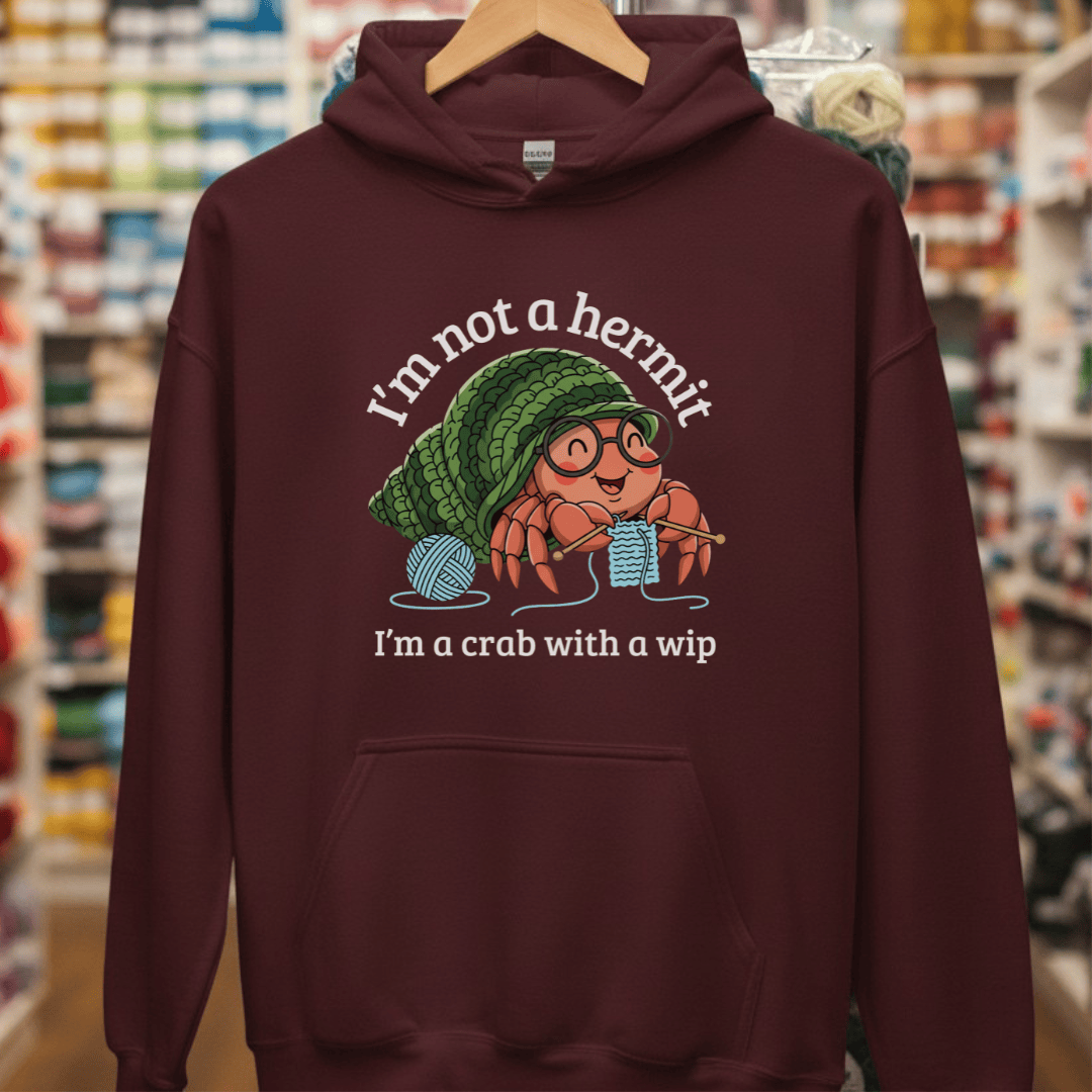 Not A Hermit Hoodie Maroon / S