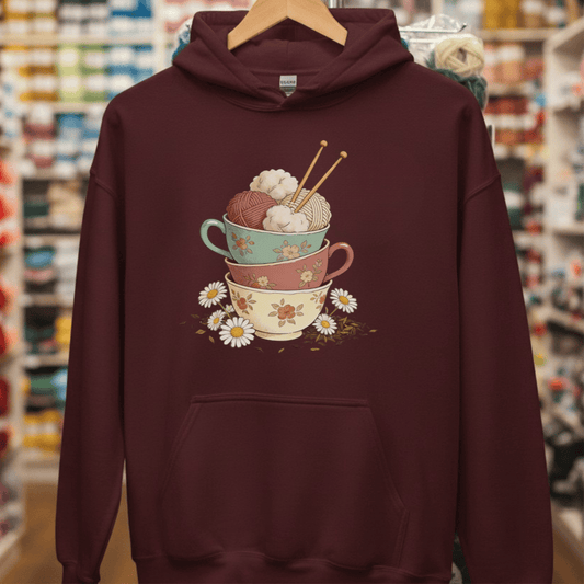 Sip 'n Stitch Hoodie Maroon / S