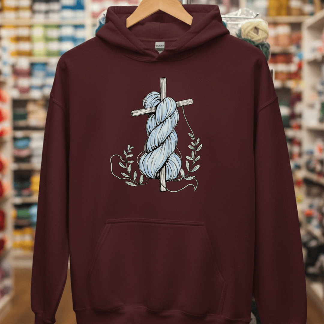 Skein On A Cross Hoodie Maroon / S