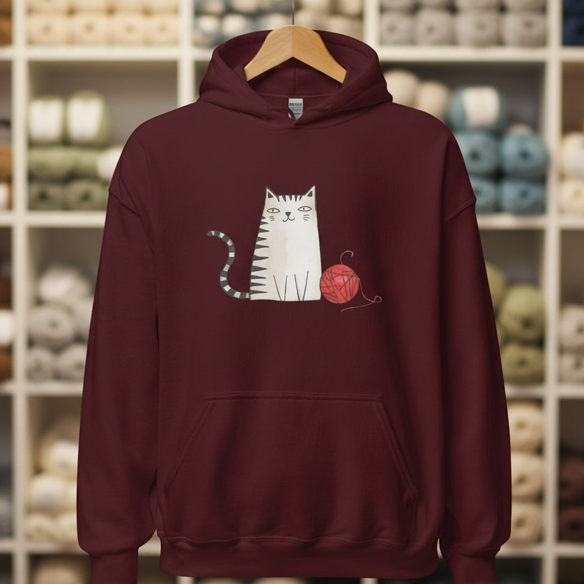 Sketchy Cat Hoodie Maroon / S