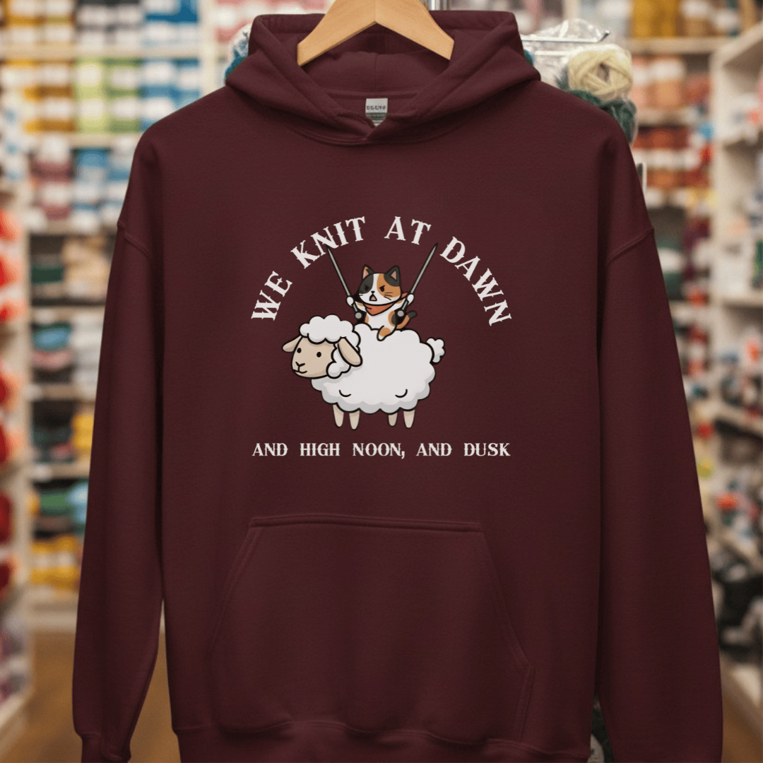 We Knit At Dawn Hoodie Maroon / S