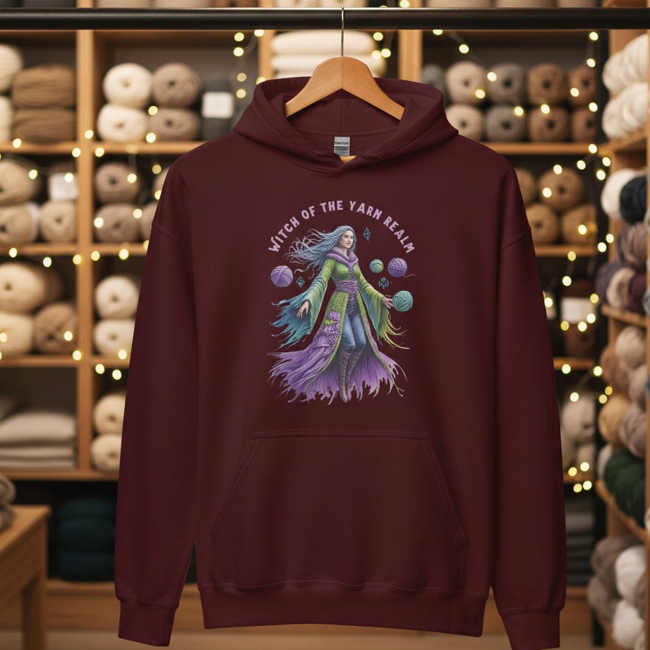 Witch of the Yarn Realm Hoodie Maroon / S