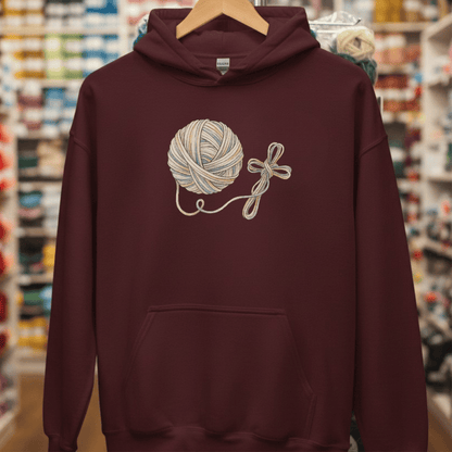Yarn Cross Hoodie Maroon / S
