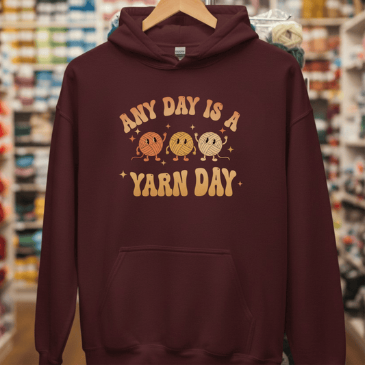 Yarn Day Hoodie Maroon / S