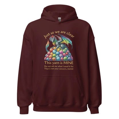 Yarn Dragon with slogan Hoodie Maroon / S