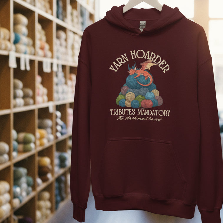 Yarn Hoarder Hoodie Maroon / S