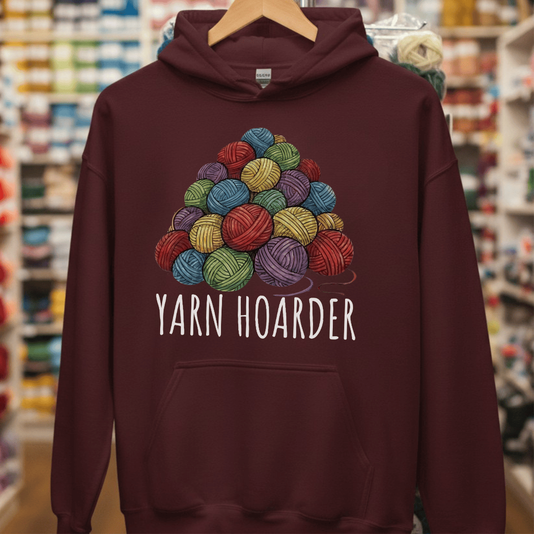 Yarn Hoarder Pile Hoodie Maroon / S