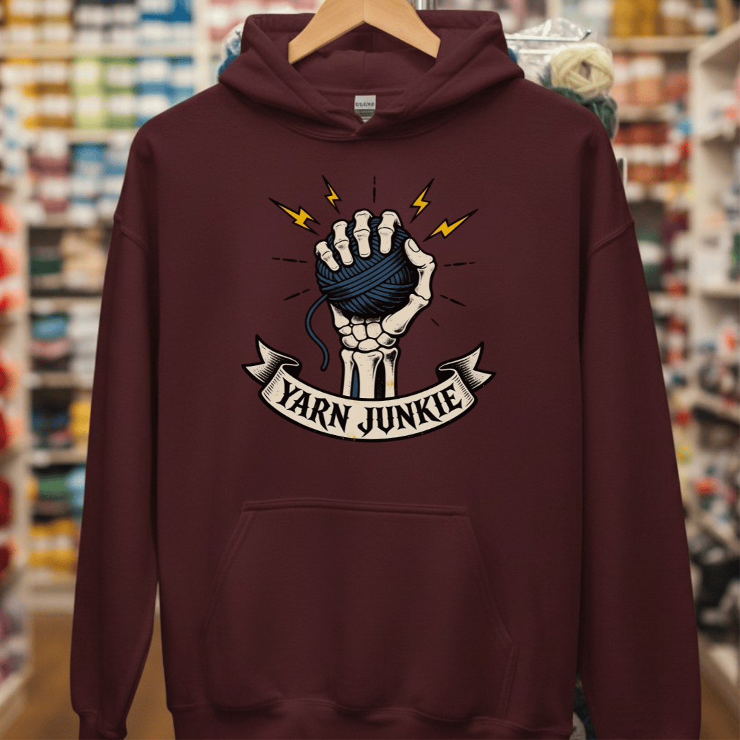 Yarn Junkie Hoodie Maroon / S