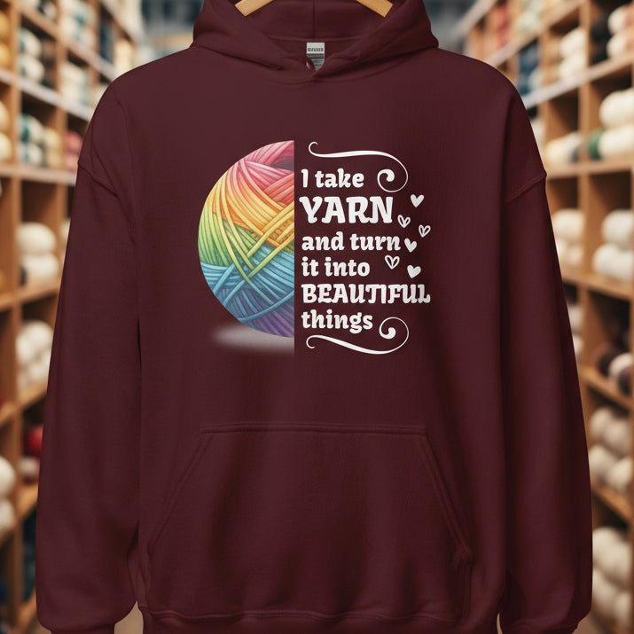 Yarn to Beauty Hoodie Maroon / S