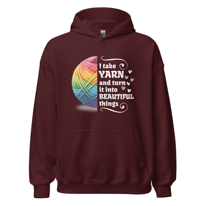 Yarn to Beauty Hoodie Maroon / S