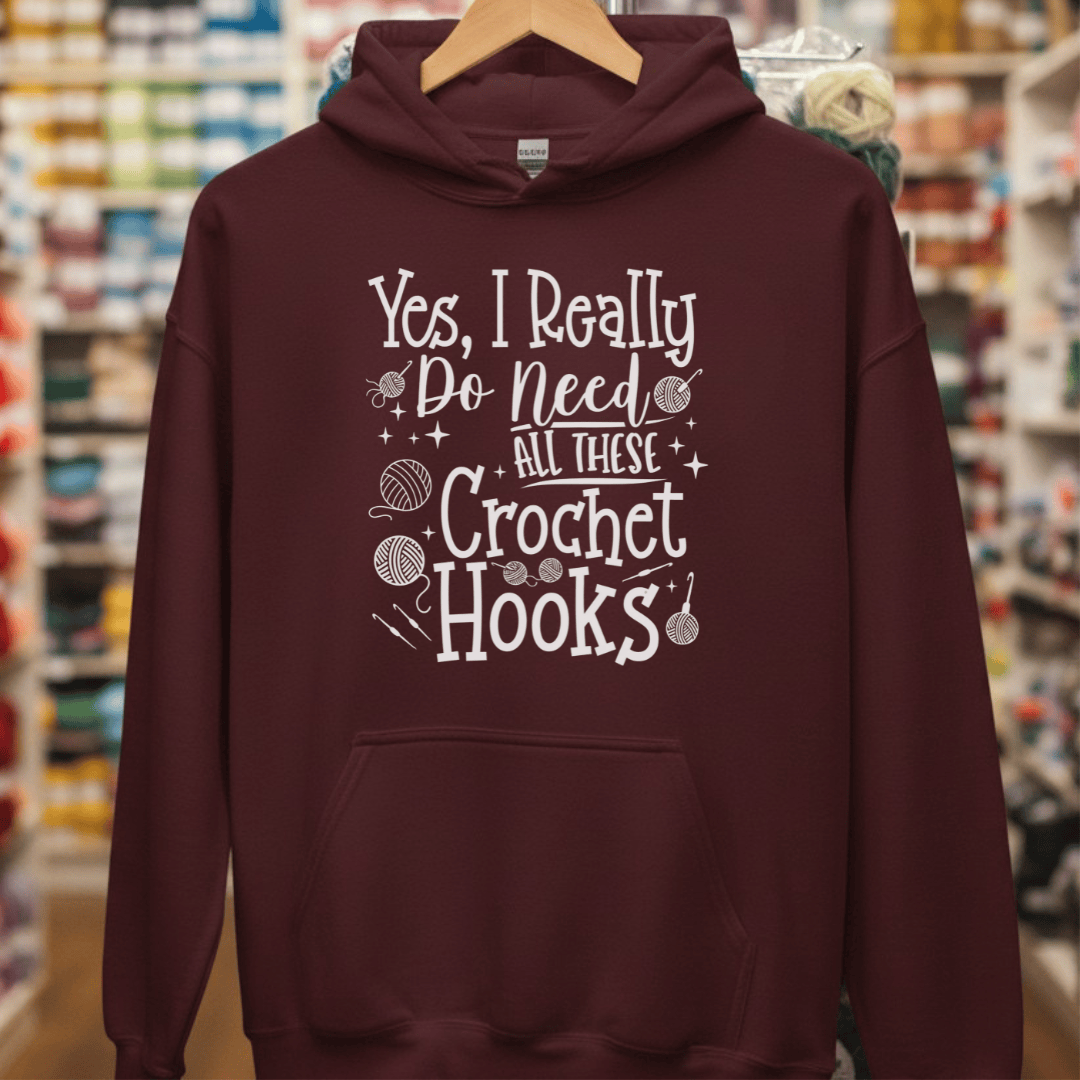 Yes I really Need These Hooks Hoodie Maroon / S