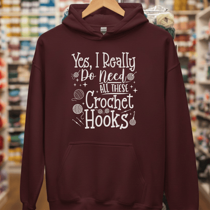 Yes I really Need These Hooks Hoodie Maroon / S