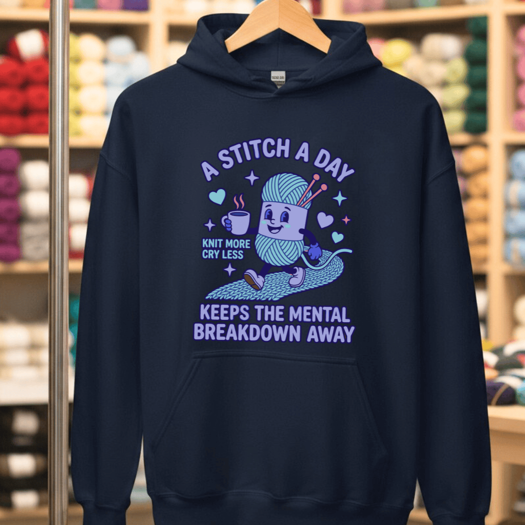 A Stitch A Day Hoodie Navy / S