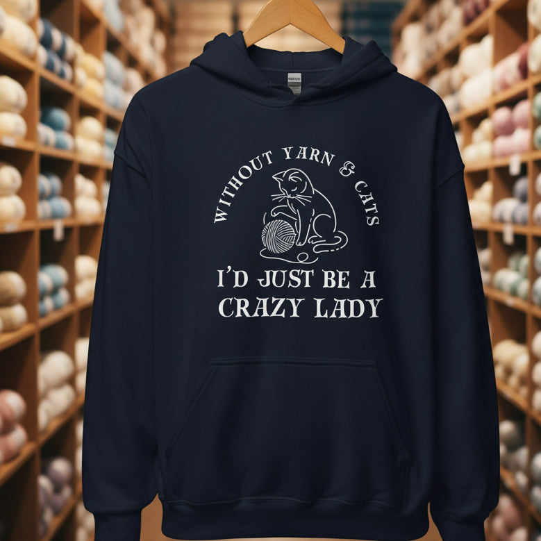 Cats & Yarn Hoodie Navy / S
