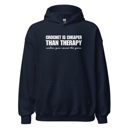 Crocheting is Cheaper Hoodie Navy / S